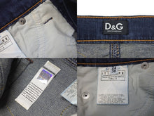 画像をギャラリービューアに読み込む, DOLCE&amp;GABBANA ドルチェアンドガッバーナ デニムスパンコールロゴミニスカート ブルー ゴールド コットン 24/38 美品 中古 4b001344