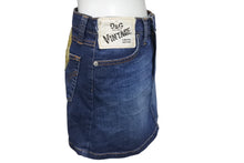 画像をギャラリービューアに読み込む, DOLCE&amp;GABBANA ドルチェアンドガッバーナ デニムスパンコールロゴミニスカート ブルー ゴールド コットン 24/38 美品 中古 4b001344