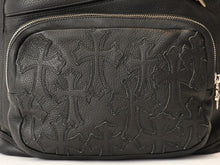 Load image into Gallery viewer, 新品未使用 CHROME HEARTS クロムハーツ STRANGE LOVE BAG リュック セメタリー クロスパッチ スモールクロス レザー ブラック 中古 4b013459