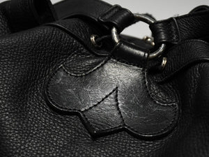 新品未使用 CHROME HEARTS クロムハーツ STRANGE LOVE BAG リュック セメタリー クロスパッチ スモールクロス レザー ブラック 中古 4b013459