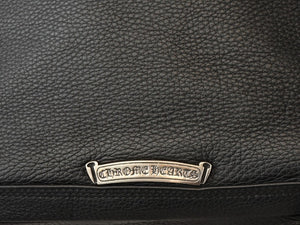 新品未使用 CHROME HEARTS クロムハーツ STRANGE LOVE BAG リュック セメタリー クロスパッチ スモールクロス レザー ブラック 中古 4b013459