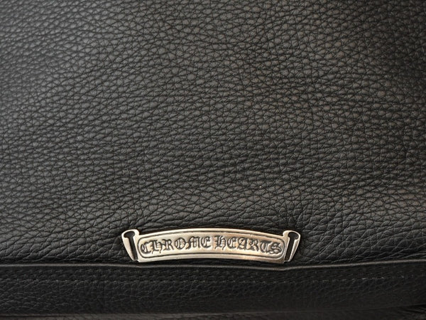 新品未使用 CHROME HEARTS クロムハーツ STRANGE LOVE BAG リュック セメタリー クロスパッチ スモールクロス レザー ブラック 中古 4b013459
