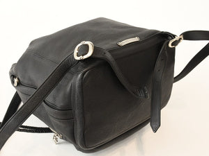 新品未使用 CHROME HEARTS クロムハーツ STRANGE LOVE BAG リュック セメタリー クロスパッチ スモールクロス レザー ブラック 中古 4b013459