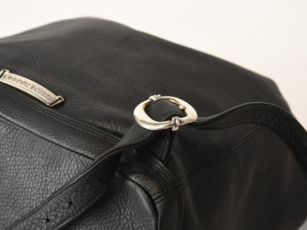 新品未使用 CHROME HEARTS クロムハーツ STRANGE LOVE BAG リュック セメタリー クロスパッチ スモールクロス レザー ブラック 中古 4b013459