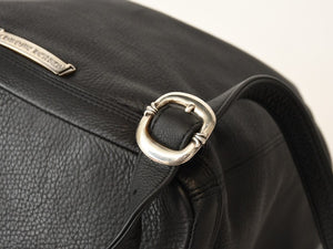 新品未使用 CHROME HEARTS クロムハーツ STRANGE LOVE BAG リュック セメタリー クロスパッチ スモールクロス レザー ブラック 中古 4b013459