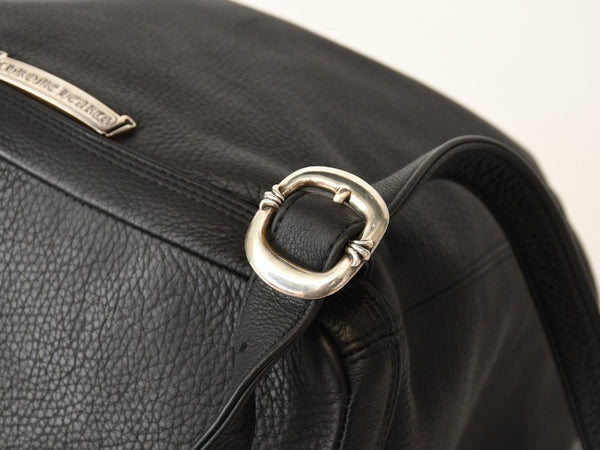 新品未使用 CHROME HEARTS クロムハーツ STRANGE LOVE BAG リュック セメタリー クロスパッチ スモールクロス レザー ブラック 中古 4b013459