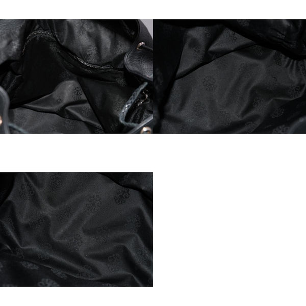 新品未使用 CHROME HEARTS クロムハーツ STRANGE LOVE BAG リュック セメタリー クロスパッチ スモールクロス レザー ブラック 中古 4b013459