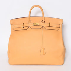極美品 HERMES エルメス ハンドバッグ オータクロア50 フィヨルド バーキン ブロンズ金具 イエロー系 □A刻印 中古 4b013472