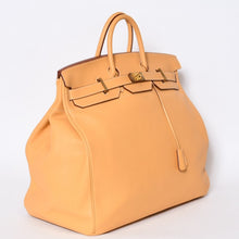 Load image into Gallery viewer, 極美品 HERMES エルメス ハンドバッグ オータクロア50 フィヨルド バーキン ブロンズ金具 イエロー系 □A刻印 中古 4b013472