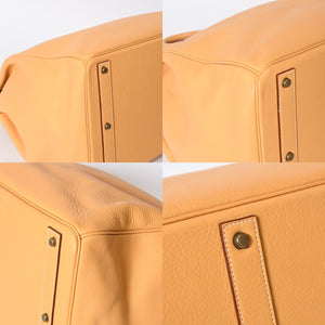 極美品 HERMES エルメス ハンドバッグ オータクロア50 フィヨルド バーキン ブロンズ金具 イエロー系 □A刻印 中古 4b013472