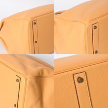Load image into Gallery viewer, 極美品 HERMES エルメス ハンドバッグ オータクロア50 フィヨルド バーキン ブロンズ金具 イエロー系 □A刻印 中古 4b013472