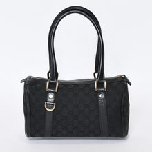 Load image into Gallery viewer, GUCCI グッチ ミニボストン ハンドバッグ 130942 002058 GGキャンバス レザー ブラック ゴールド金具 美品 中古 4b013224