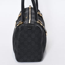 Load image into Gallery viewer, GUCCI グッチ ミニボストン ハンドバッグ 130942 002058 GGキャンバス レザー ブラック ゴールド金具 美品 中古 4b013224