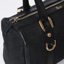 Load image into Gallery viewer, GUCCI グッチ ミニボストン ハンドバッグ 130942 002058 GGキャンバス レザー ブラック ゴールド金具 美品 中古 4b013224