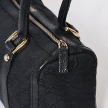 Load image into Gallery viewer, GUCCI グッチ ミニボストン ハンドバッグ 130942 002058 GGキャンバス レザー ブラック ゴールド金具 美品 中古 4b013224