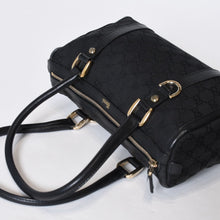 Load image into Gallery viewer, GUCCI グッチ ミニボストン ハンドバッグ 130942 002058 GGキャンバス レザー ブラック ゴールド金具 美品 中古 4b013224