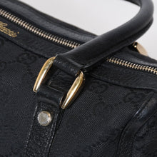 Load image into Gallery viewer, GUCCI グッチ ミニボストン ハンドバッグ 130942 002058 GGキャンバス レザー ブラック ゴールド金具 美品 中古 4b013224