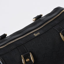 Load image into Gallery viewer, GUCCI グッチ ミニボストン ハンドバッグ 130942 002058 GGキャンバス レザー ブラック ゴールド金具 美品 中古 4b013224