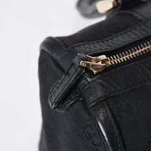 Load image into Gallery viewer, GUCCI グッチ ミニボストン ハンドバッグ 130942 002058 GGキャンバス レザー ブラック ゴールド金具 美品 中古 4b013224