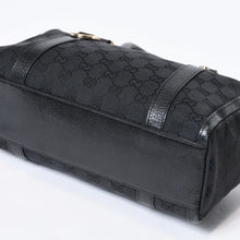Load image into Gallery viewer, GUCCI グッチ ミニボストン ハンドバッグ 130942 002058 GGキャンバス レザー ブラック ゴールド金具 美品 中古 4b013224