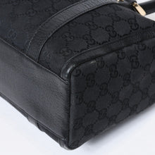 Load image into Gallery viewer, GUCCI グッチ ミニボストン ハンドバッグ 130942 002058 GGキャンバス レザー ブラック ゴールド金具 美品 中古 4b013224