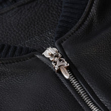 Load image into Gallery viewer, 新品同様 CHROME HEARTS クロムハーツ Letterman レターマン スタジャン レザージャケット サイズXL 中古 4b013506