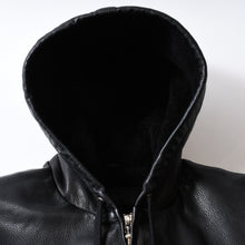Load image into Gallery viewer, 極美品 CHROME HEARTS クロムハーツ 2025年 レザーフーデッドコート サイズL BSフレアパッチ セメタリークロスパッチ ダガージップ 中古 4b013505