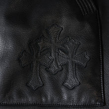 Load image into Gallery viewer, 極美品 CHROME HEARTS クロムハーツ 2025年 レザーフーデッドコート サイズL BSフレアパッチ セメタリークロスパッチ ダガージップ 中古 4b013505