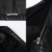Load image into Gallery viewer, 極美品 CHROME HEARTS クロムハーツ 2025年 レザーフーデッドコート サイズL BSフレアパッチ セメタリークロスパッチ ダガージップ 中古 4b013505
