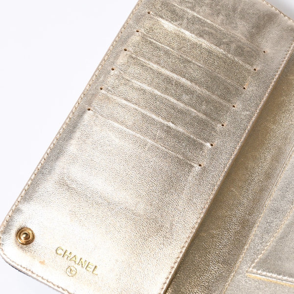 CHANEL シャネル ココマーク ラウンド長財布 10番台 ブルー デニム レザー ゴールド金具 美品 中古 4b013609