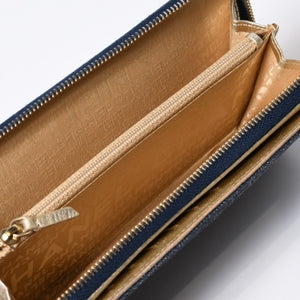 CHANEL シャネル ココマーク ラウンド長財布 10番台 ブルー デニム レザー ゴールド金具 美品 中古 4b013609