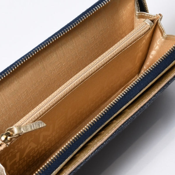 CHANEL シャネル ココマーク ラウンド長財布 10番台 ブルー デニム レザー ゴールド金具 美品 中古 4b013609