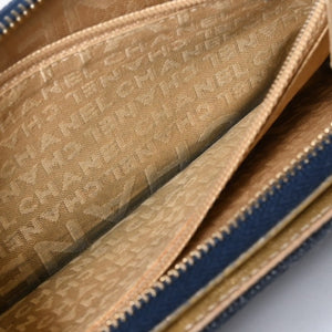 CHANEL シャネル ココマーク ラウンド長財布 10番台 ブルー デニム レザー ゴールド金具 美品 中古 4b013609
