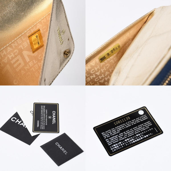 CHANEL シャネル ココマーク ラウンド長財布 10番台 ブルー デニム レザー ゴールド金具 美品 中古 4b013609