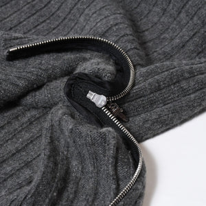 極美品 CHROME HEARTS クロムハーツ カシミヤ ハイネックニットセーター サイズM CHクロスパッチ 7パッチ サイドダガージップ 中古 4b013649
