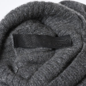 極美品 CHROME HEARTS クロムハーツ カシミヤ ハイネックニットセーター サイズM CHクロスパッチ 7パッチ サイドダガージップ 中古 4b013649