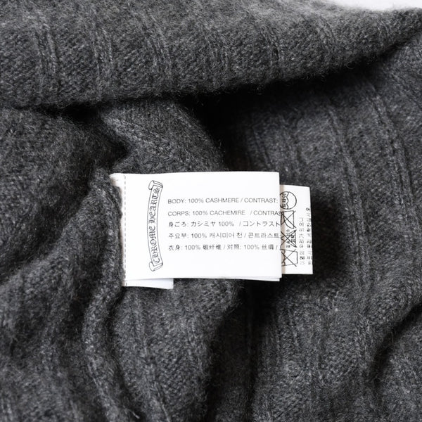 極美品 CHROME HEARTS クロムハーツ カシミヤ ハイネックニットセーター サイズM CHクロスパッチ 7パッチ サイドダガージップ 中古 4b013649