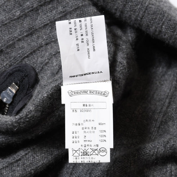 極美品 CHROME HEARTS クロムハーツ カシミヤ ハイネックニットセーター サイズM CHクロスパッチ 7パッチ サイドダガージップ 中古 4b013649
