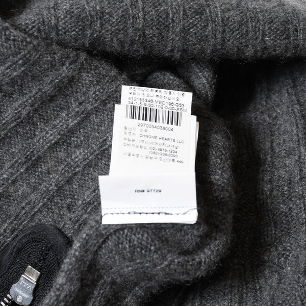 極美品 CHROME HEARTS クロムハーツ カシミヤ ハイネックニットセーター サイズM CHクロスパッチ 7パッチ サイドダガージップ 中古 4b013649