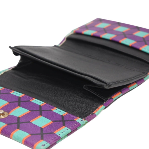 ノーブランド 三つ折り財布 マルチカラー ラムスキン ゴールド金具 美品 中古 4b011727