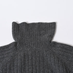極美品 CHROME HEARTS クロムハーツ カシミヤ ハイネックニットセーター サイズM CHクロスパッチ 7パッチ サイドダガージップ 中古 4b013649