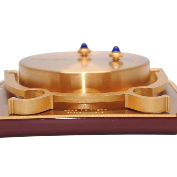極美品 CARTIER カルティエ カランドレ 置時計 白文字盤 クォーツ ゴールド ボルドー スイス製 中古 4b013507