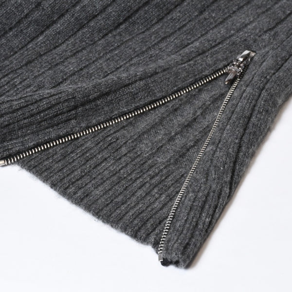 極美品 CHROME HEARTS クロムハーツ カシミヤ ハイネックニットセーター サイズM CHクロスパッチ 7パッチ サイドダガージップ 中古 4b013649