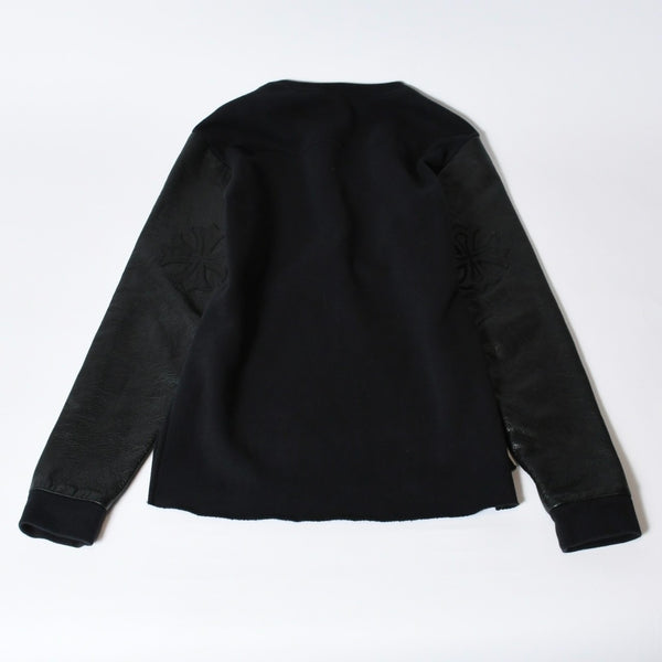 CHROME HEARTS クロムハーツ Y NOT スウェットシャツ サイズM セメタリークロスパッチ CHプラスパッチ レザー ブラック 美品 中古 4b013665