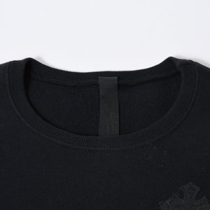 CHROME HEARTS クロムハーツ Y NOT スウェットシャツ サイズM セメタリークロスパッチ CHプラスパッチ レザー ブラック 美品 中古 4b013665