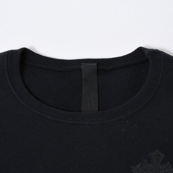 CHROME HEARTS クロムハーツ Y NOT スウェットシャツ サイズM セメタリークロスパッチ CHプラスパッチ レザー ブラック 美品 中古 4b013665
