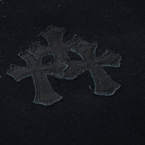 CHROME HEARTS クロムハーツ Y NOT スウェットシャツ サイズM セメタリークロスパッチ CHプラスパッチ レザー ブラック 美品 中古 4b013665