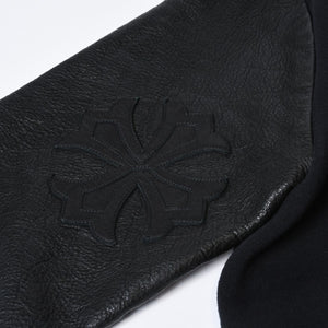 CHROME HEARTS クロムハーツ Y NOT スウェットシャツ サイズM セメタリークロスパッチ CHプラスパッチ レザー ブラック 美品 中古 4b013665
