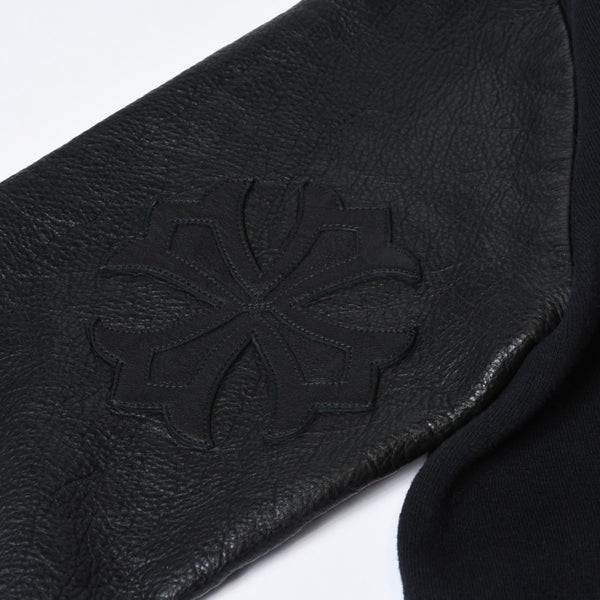 CHROME HEARTS クロムハーツ Y NOT スウェットシャツ サイズM セメタリークロスパッチ CHプラスパッチ レザー ブラック 美品 中古 4b013665