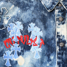 Load image into Gallery viewer, CHROME HEARTS クロムハーツ × CVTVLIST カタリスト デニムシャツ サイズXL クロスボール CHクロスパッチ 14パッチ 美品 中古 4b013819